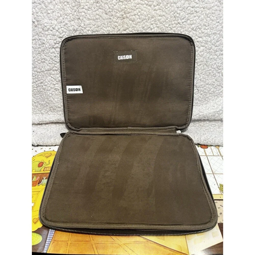 CAISON Brown Faux Leather Laptop Sleeve Case Briefcase Handle Pouch